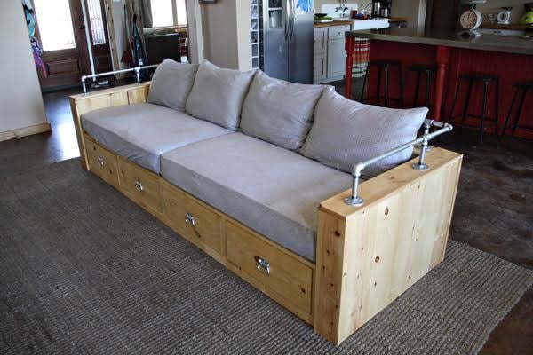 Modern Wood Storage Sofa Ana White, How To Build A Wooden Sofa