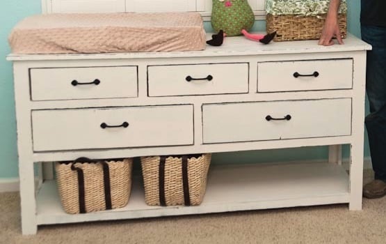 dresser with open bottom shelf