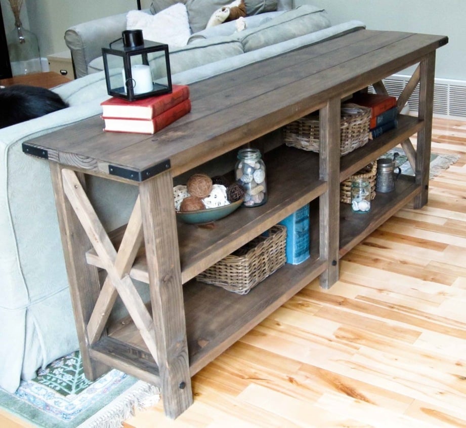 Rustic X Console Table Ana White, Diy Sofa Table With Bar Stools