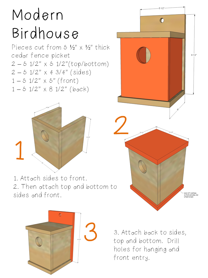 modern cedar birdhouse assembly guide