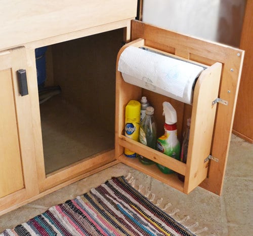 kitchen cabinet door organizer shelf paper towel holder