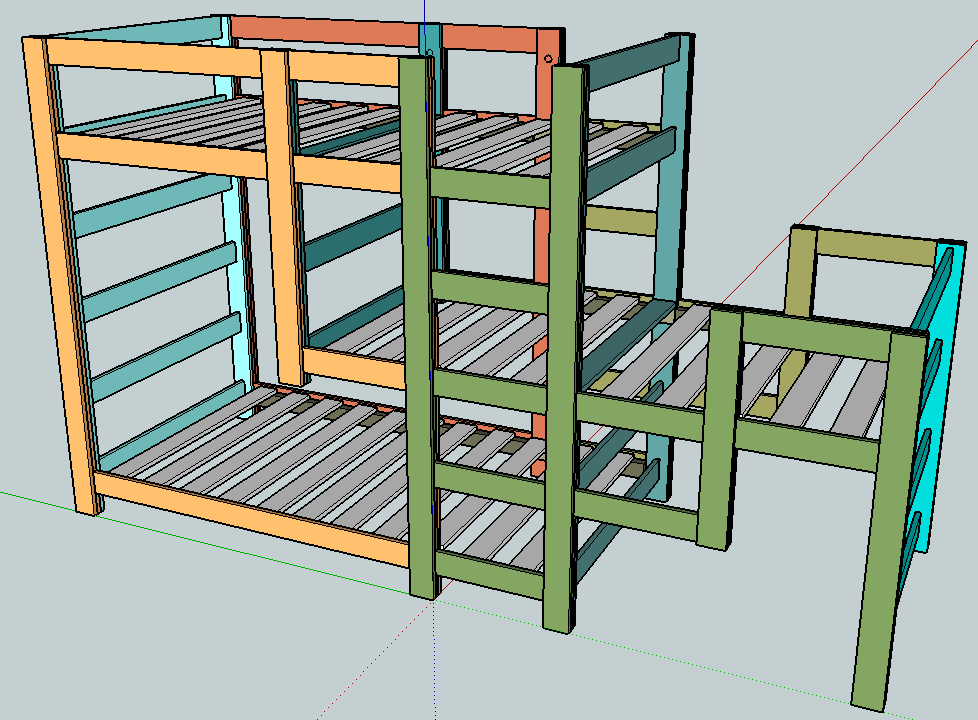 Triple Bunk Staggered Beds Ana White, Diy Triple Bunk Bed Plans Free