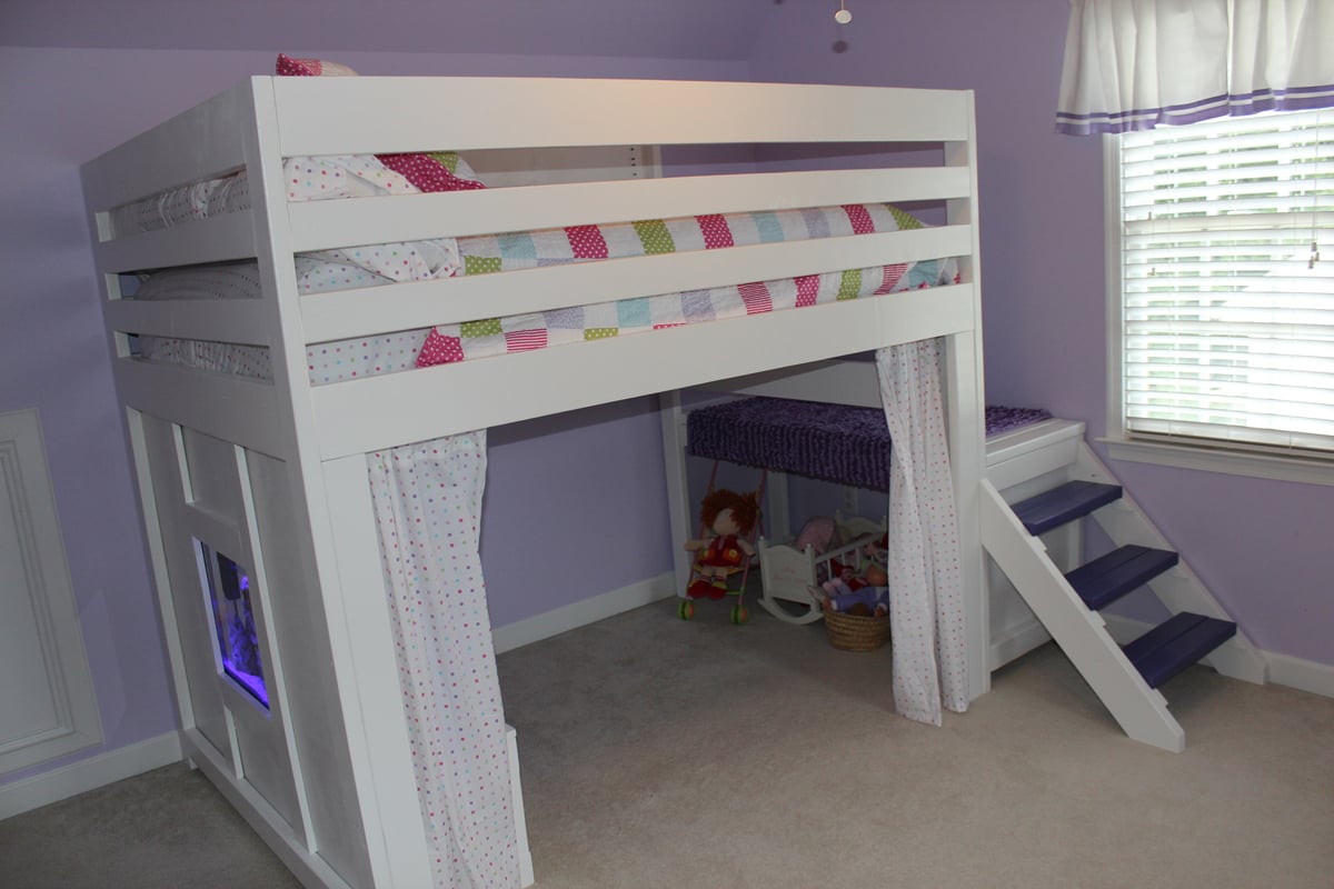 Loft Bed Ana White, How To Build A Full Size Loft Bed With Stairs