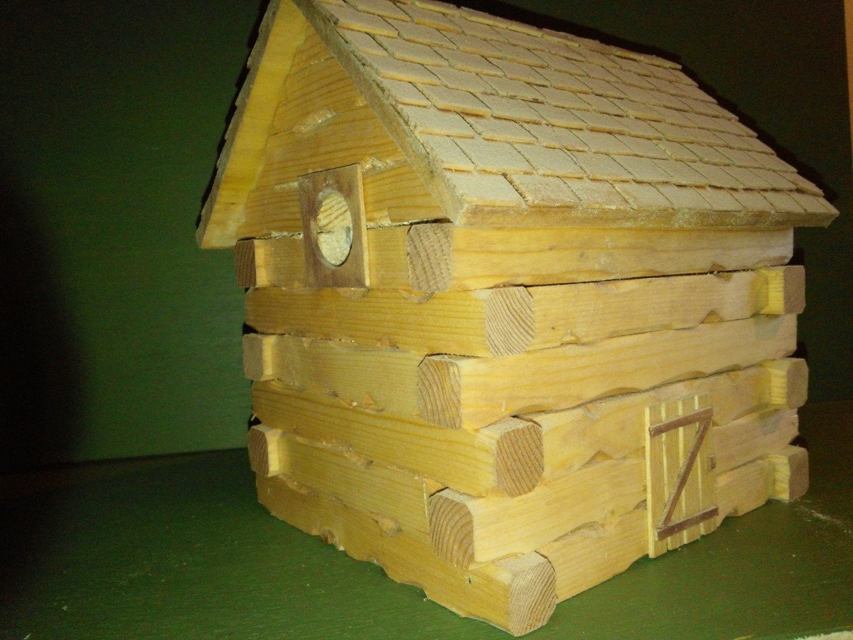 Wood Cabin #3 Sweet Handmade Birdhouse