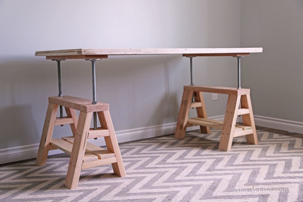 Modern Indsutrial Adjustable Sawhorse, Sawhorse Style Coffee Table