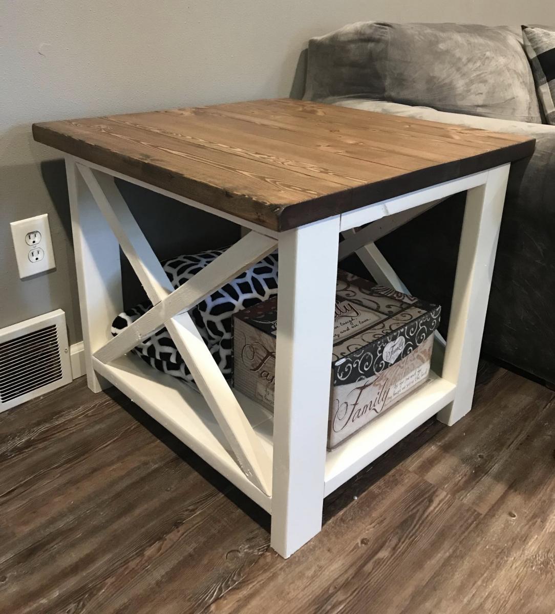 Rustic X end table | Ana White