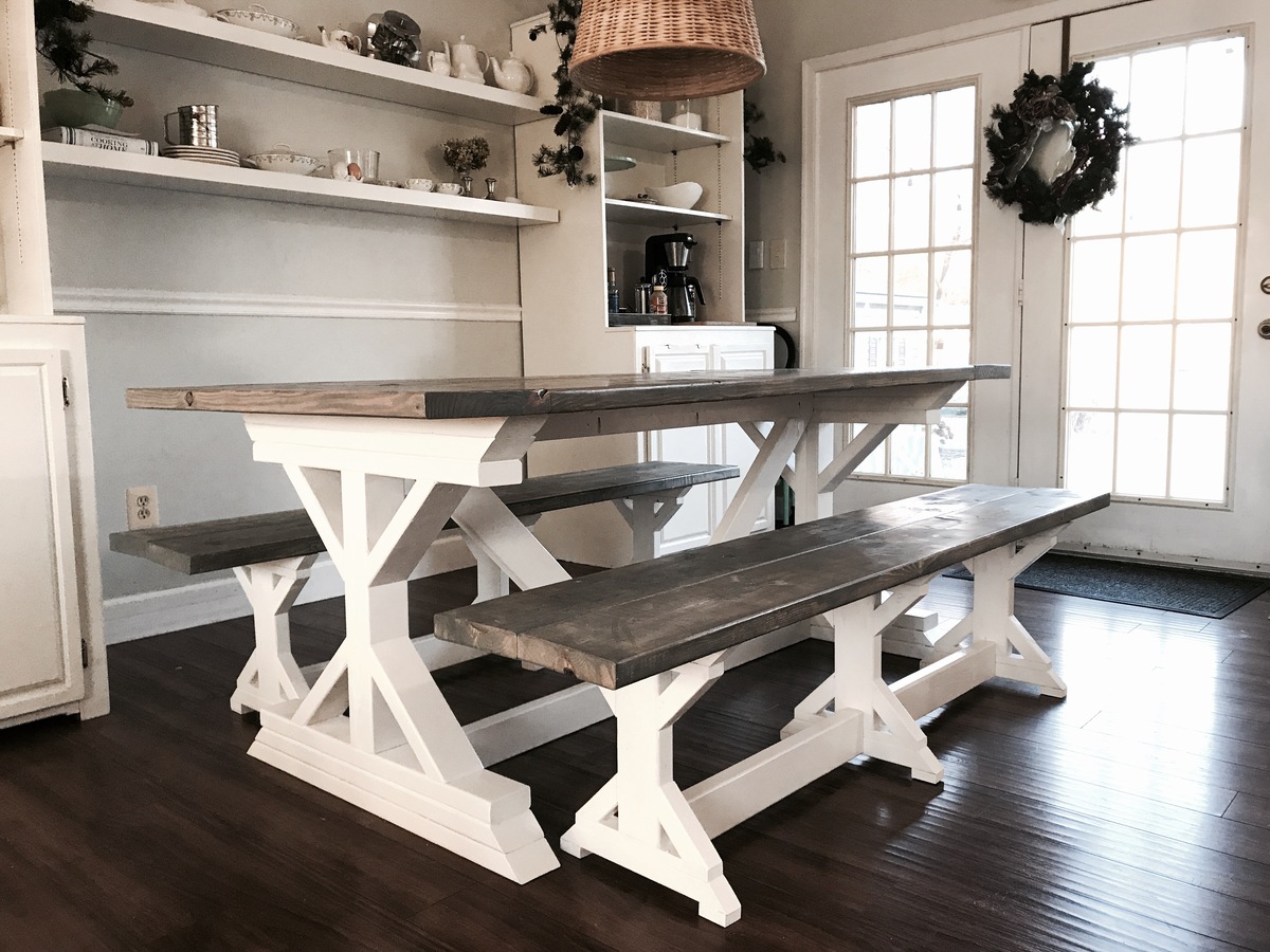 white kitchen farm table