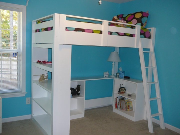 loft bed with storage and desk underneath