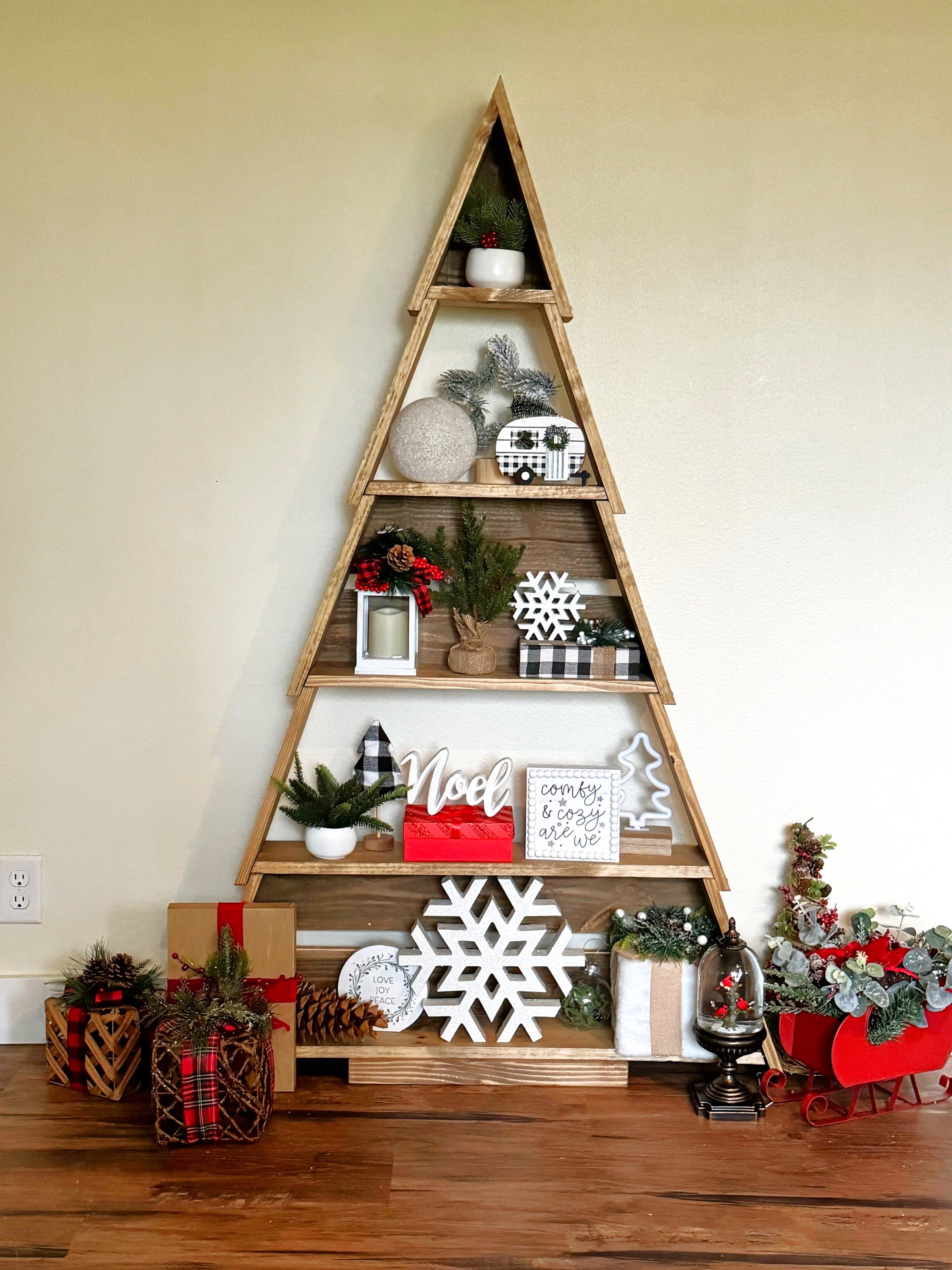 standing christmas tree shelf