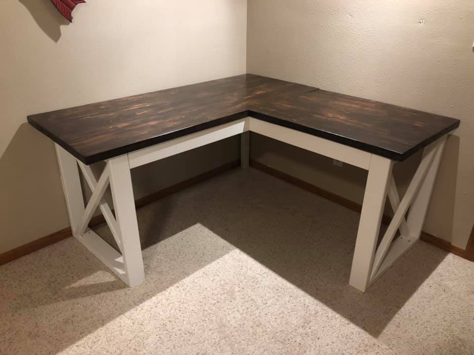 Modified L Shaped Desk Ana White, Farm Table Desk Plans