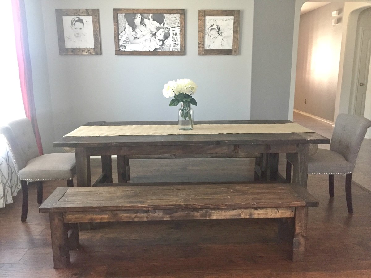 farmhouse benches dining room