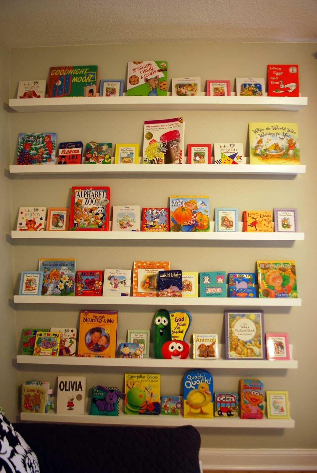 white nursery wall bookshelf