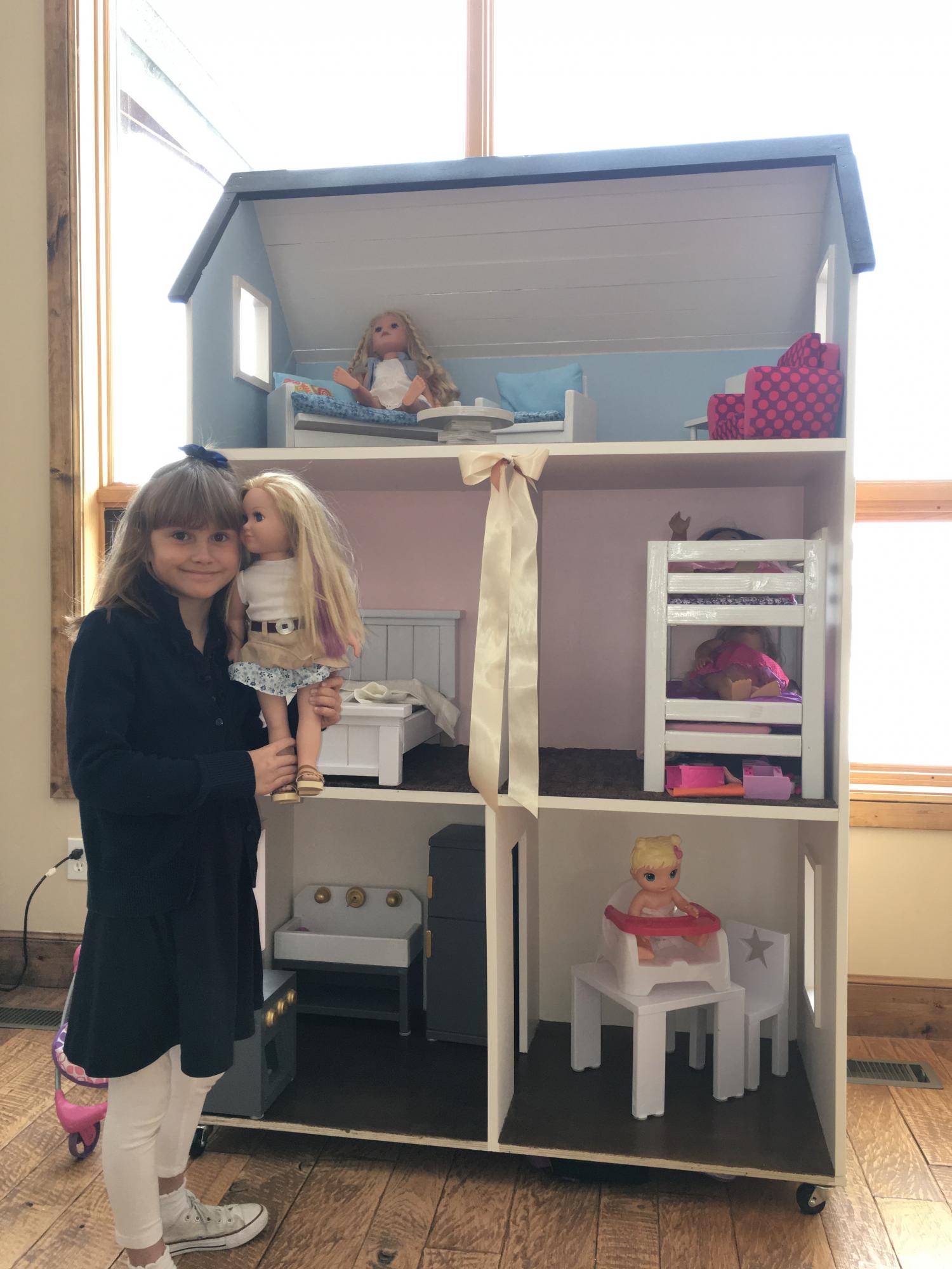 3 story dollhouse with furniture