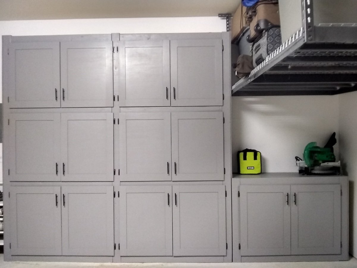 Garage shelves with doors