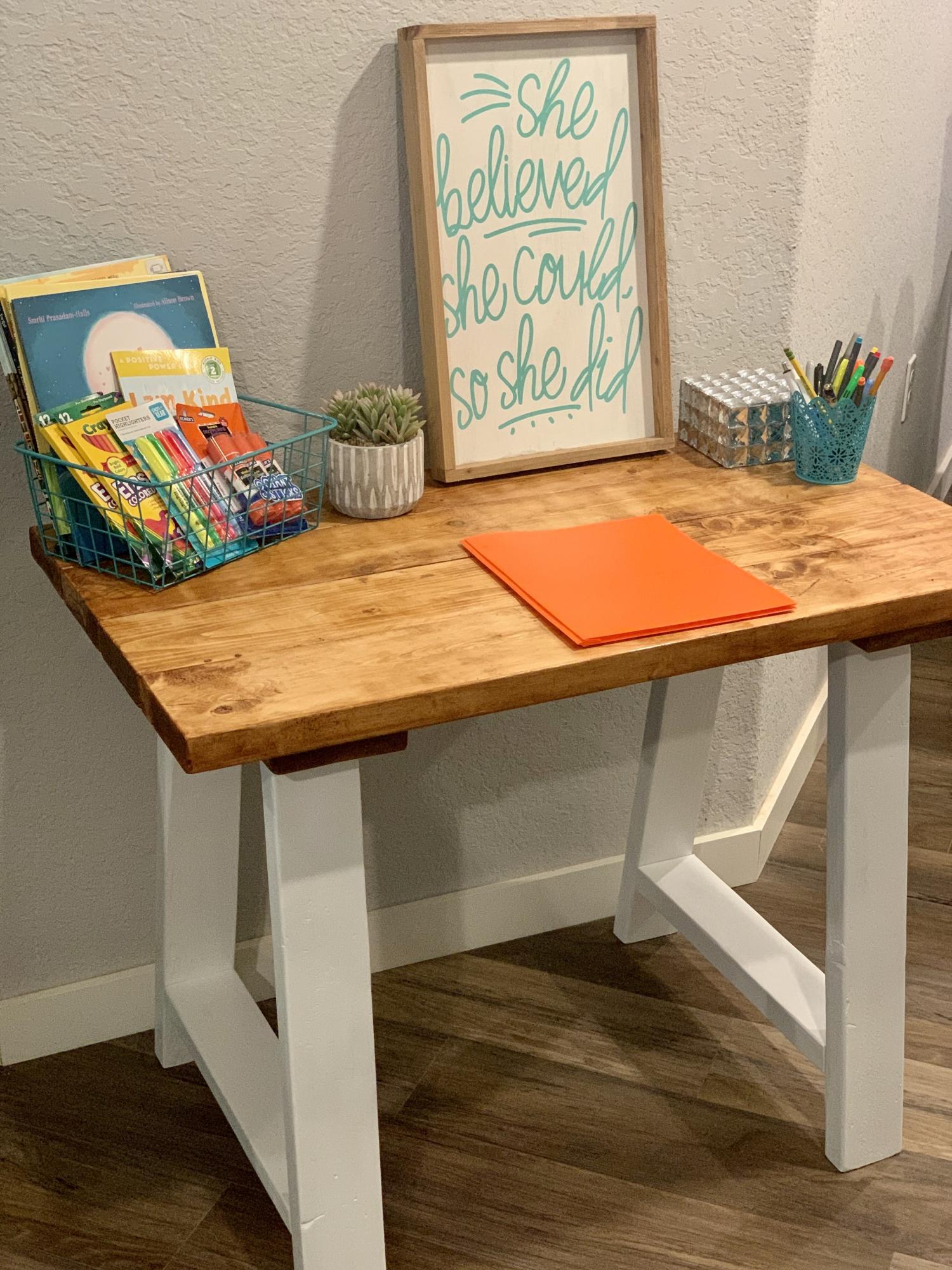 Simple Small Trestle Desk | Ana White