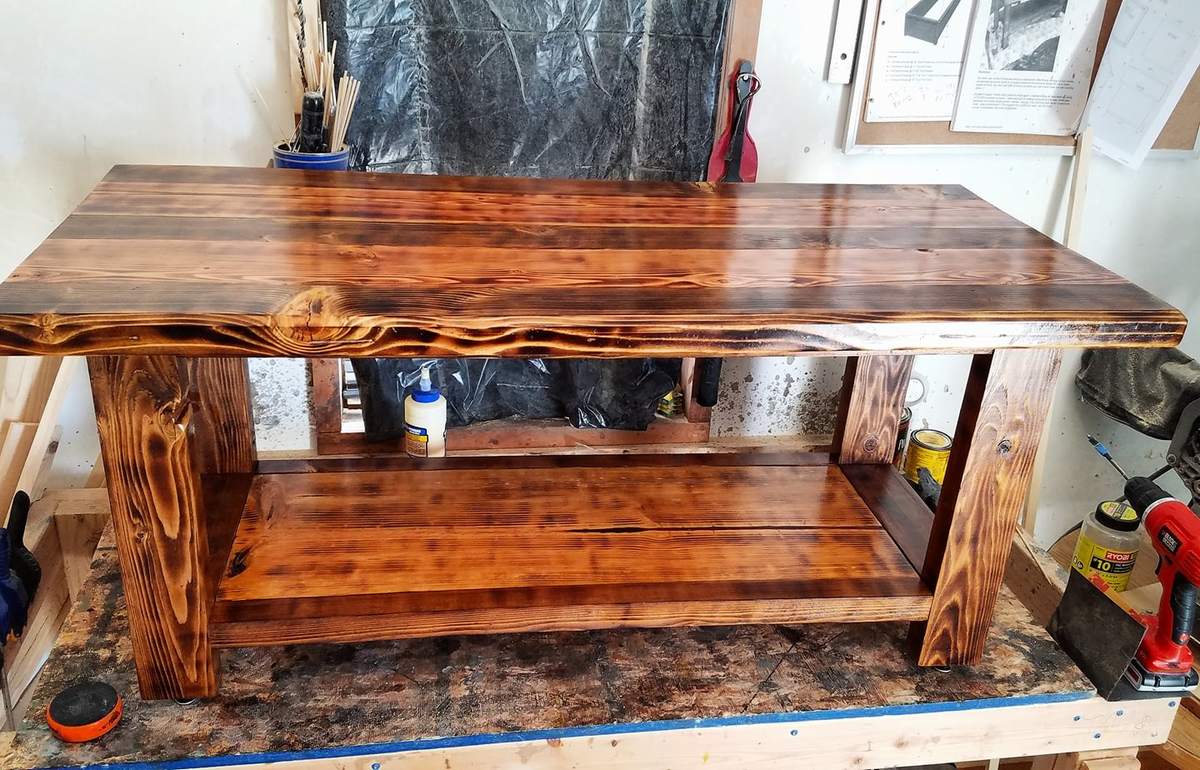 rustic burnt kitchen table