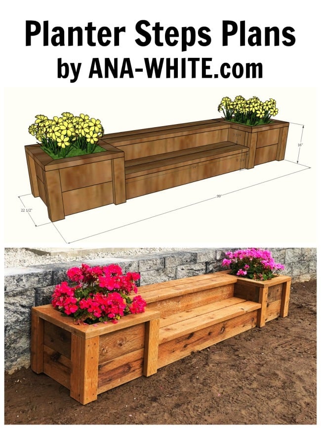Outdoor Planter Steps Or Benches Ana, Patio Planters And Bench Ideas