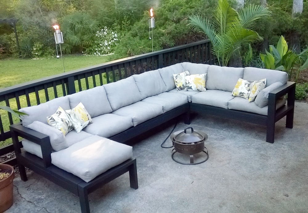 Armless 2x4 Outdoor Sofa Sectional, Build Outdoor Sectional Sofa