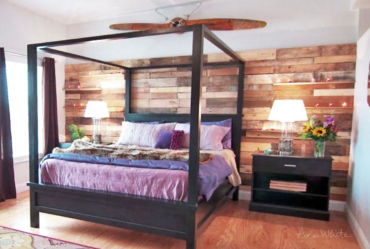 Farmhouse Canopy Bed Frame All Sizes, Wood Canopy Bed Frame Full