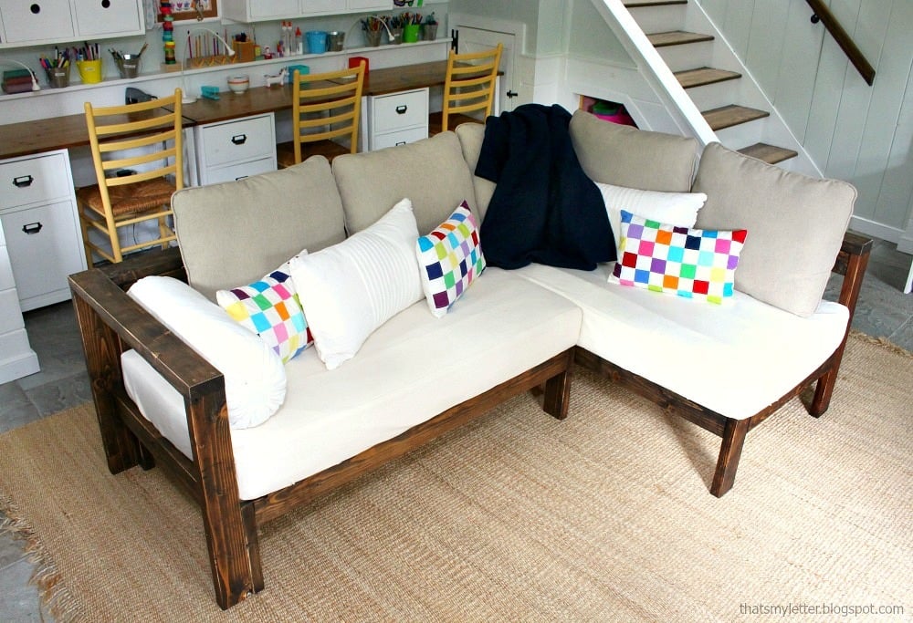 Kids Couch - 2x4 DIY Sectional with Crib Mattress Cushions