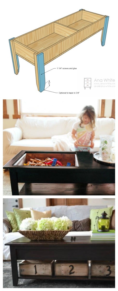 coffee table with hidden toy storage