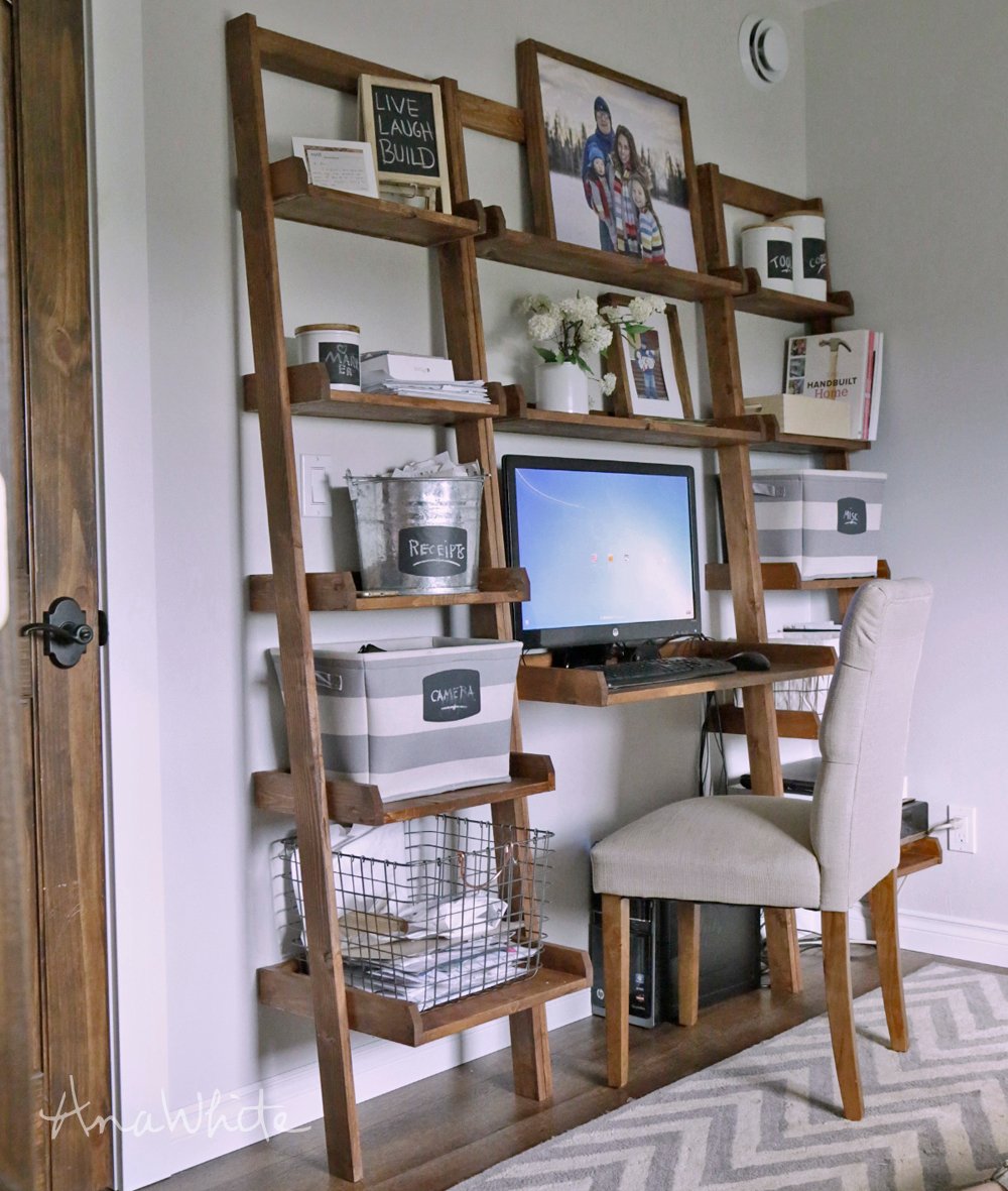 Leaning Wall Ladder Desk Ana White
