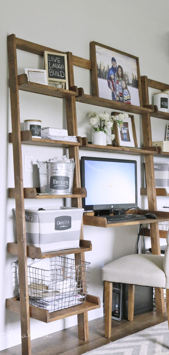 Leaning Ladder Wall Bookshelf Ana White - Leaning Wall Desk With Shelves