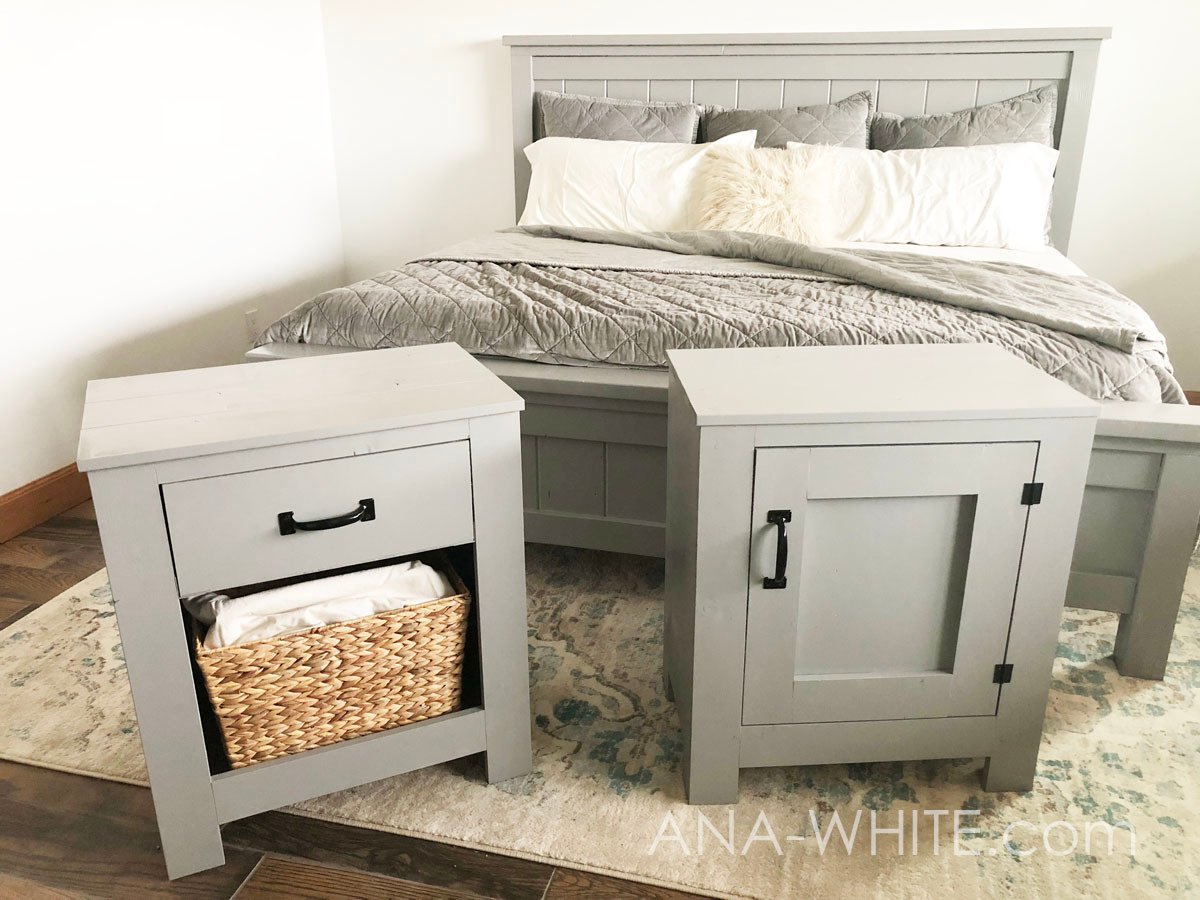 Ana White Cabinet Style Farmhouse Nightstand with Door 