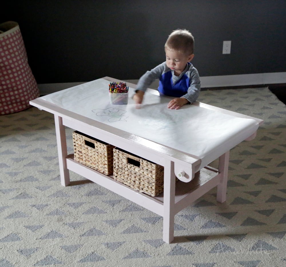 How To Simple Kids Pine Play Table With Paper Roll Holder