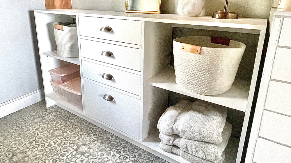 Simple Sideboard with Open Shelves and Drawers