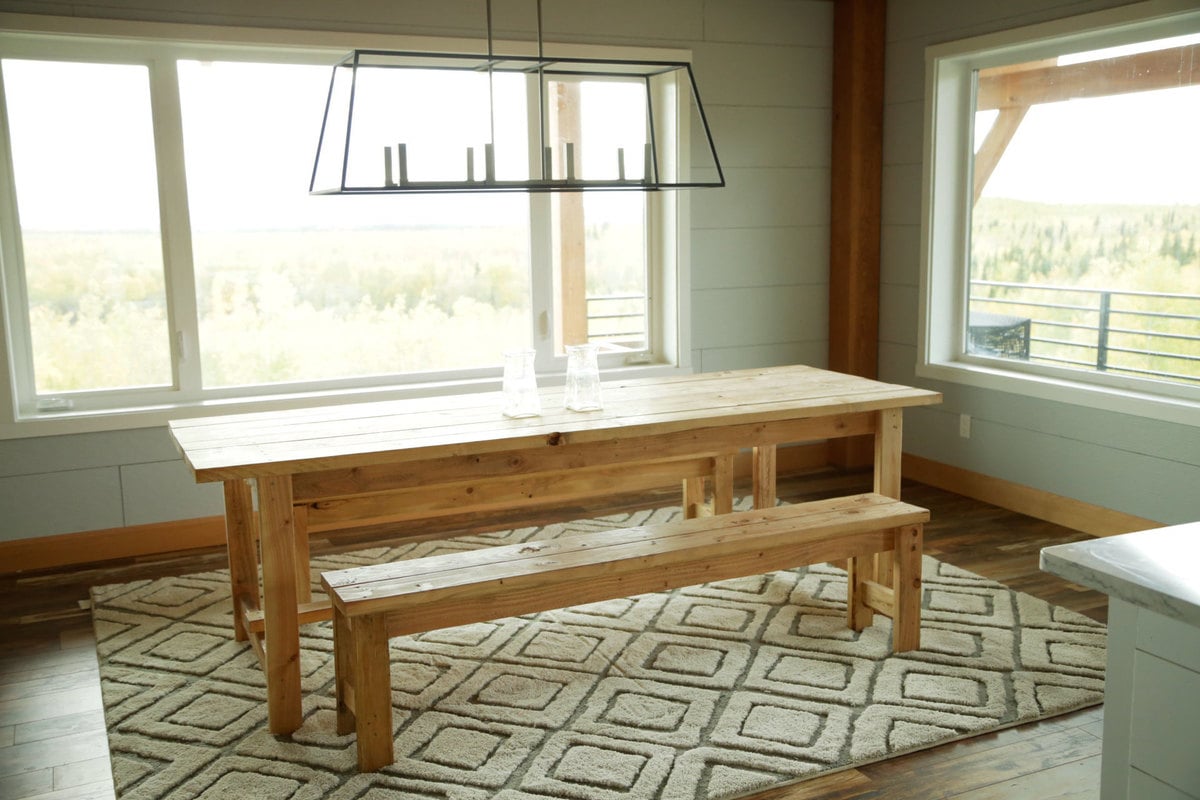 farmhouse table with benches 