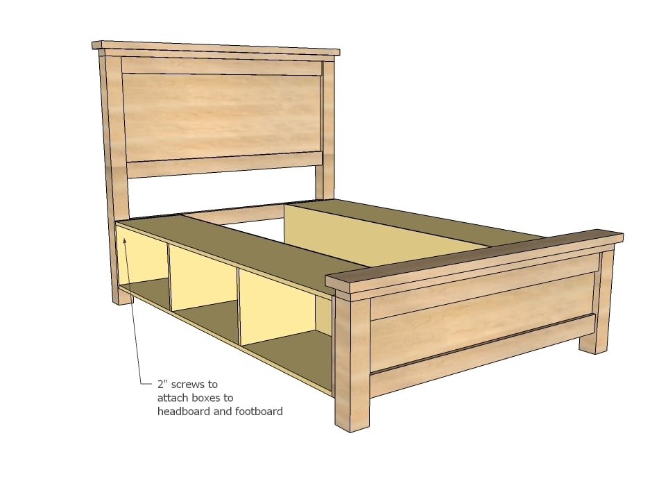 Farmhouse Storage Bed With Drawers, How To Make A King Size Bed Frame With Drawers