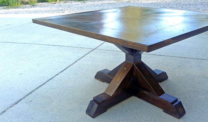 farmhouse style pedestal table with 4x4 base
