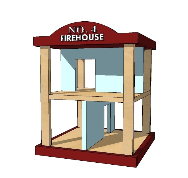 wooden firehouse playset