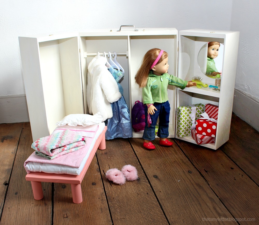 Doll Closet Folding 18 Inch Doll Furniture Storage Trunk With