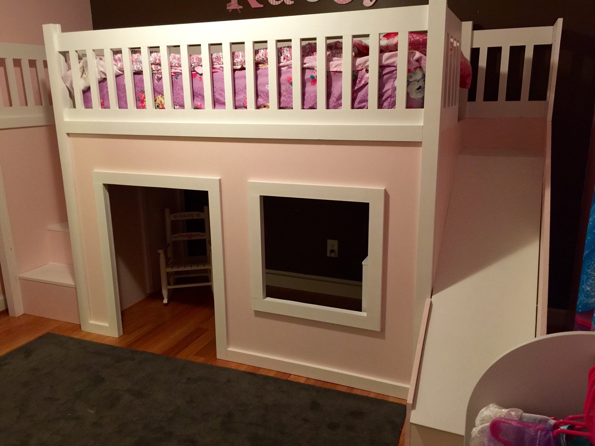 Playhouse loft bed with stairs and slide | Ana White