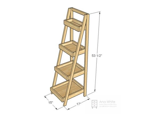 narrow ladder shelf dimensions