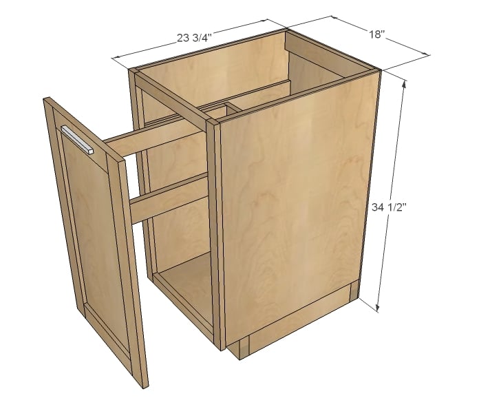 Pull Out Trash Can Drawer Hides Garbage in your Kitchen - Dimensions In Wood