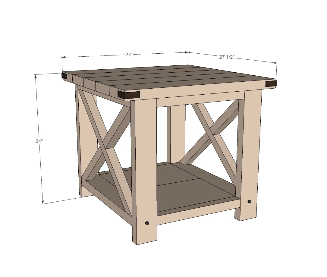 rustic x end table plans