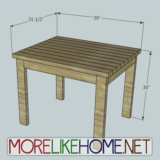 2x4 Craft Table Dimensions