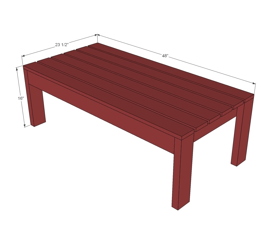 dimensions diagram for outdoor coffee table