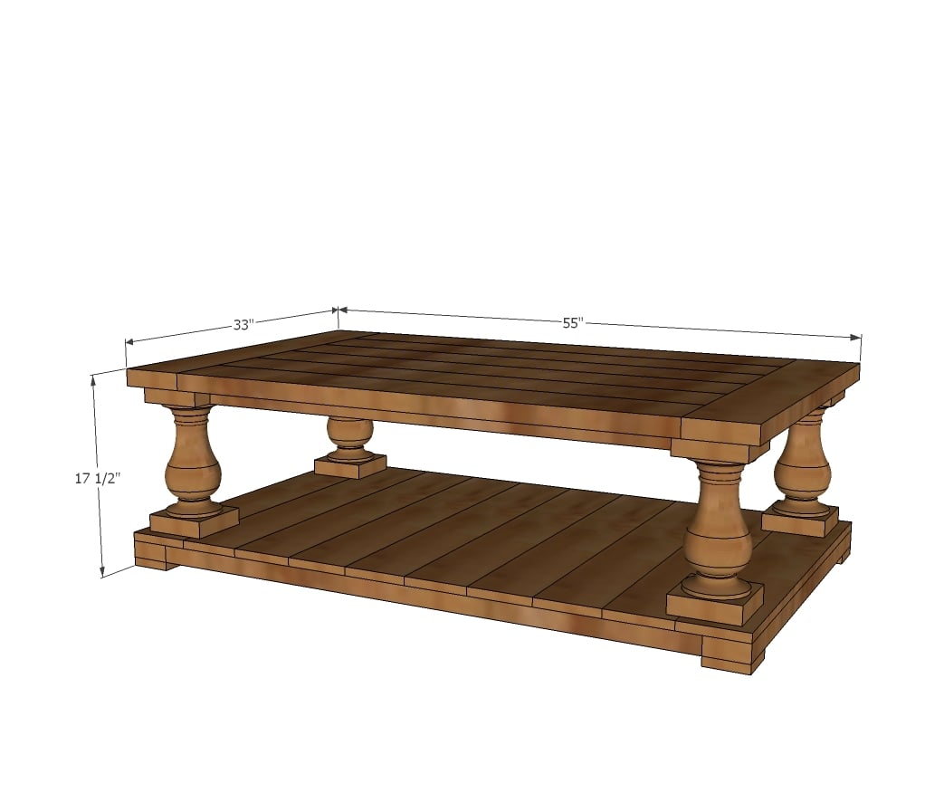 balustrade coffee table dimensions