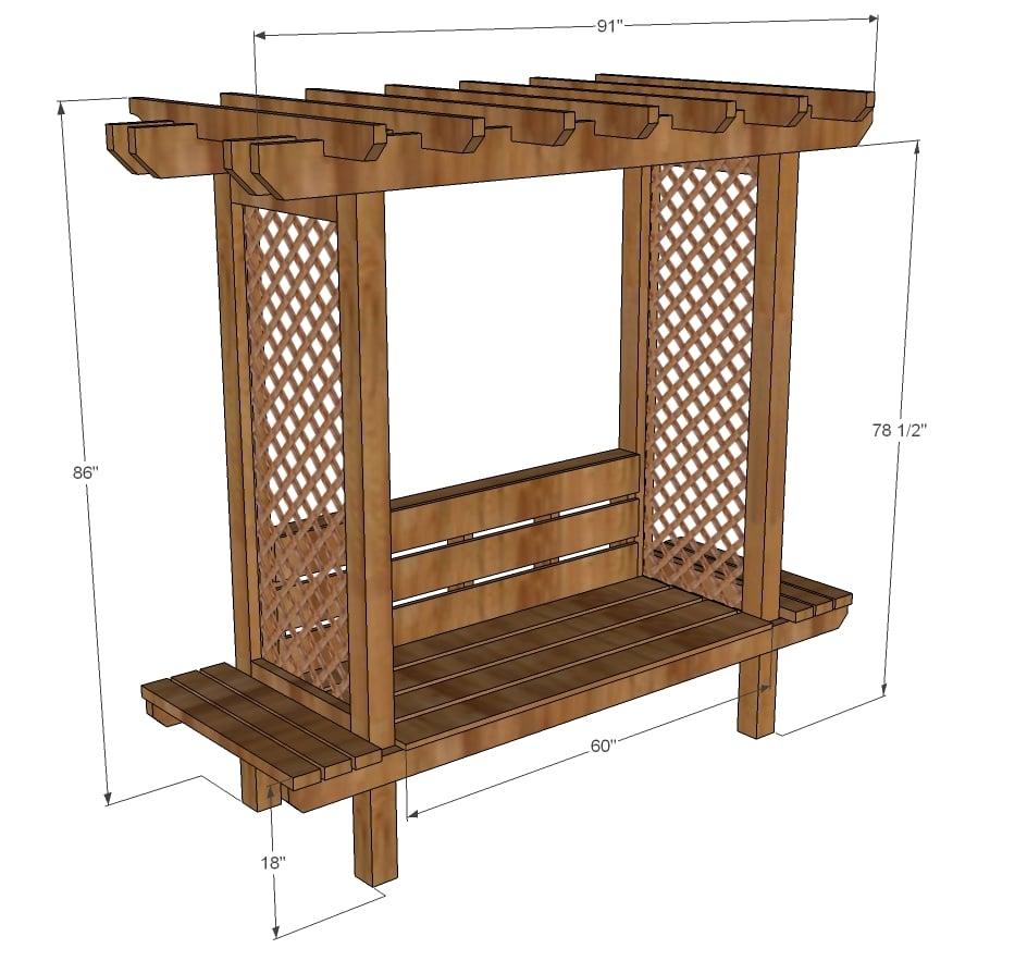 Outdoor Bench with Arbor | Ana White