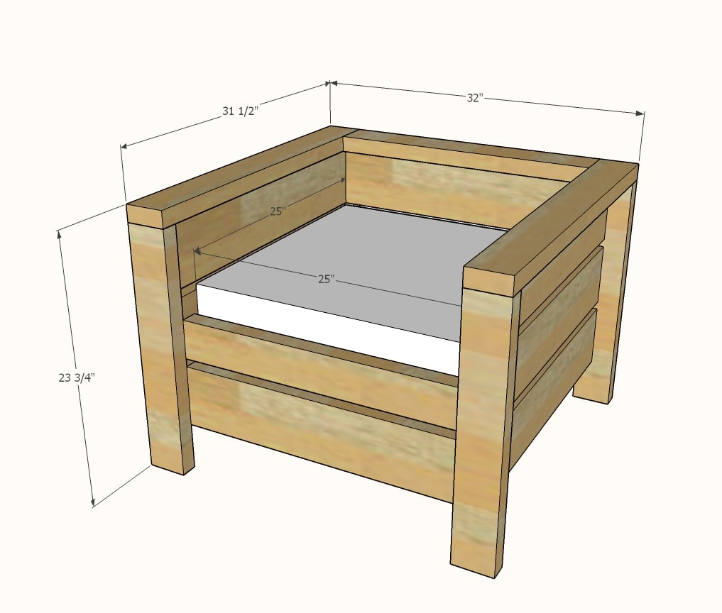 Modern Outdoor Chair From 2x4s And 2x6s, Diy Outdoor Furniture Plans Ana White
