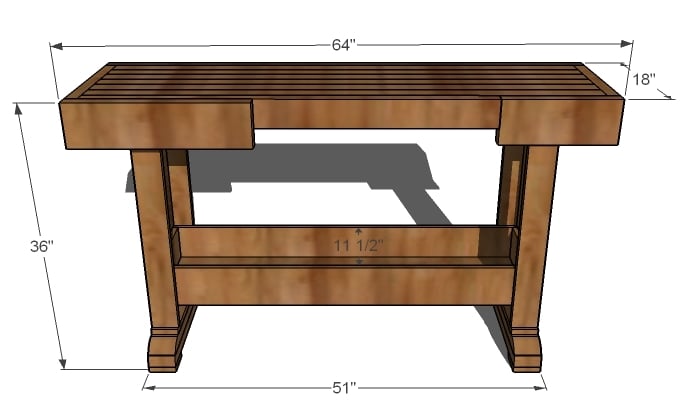 workbench console dimensions