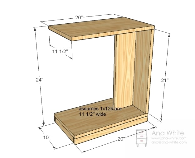 Rolling C End Table Or Sofa Ana, Sofa C Table Plans