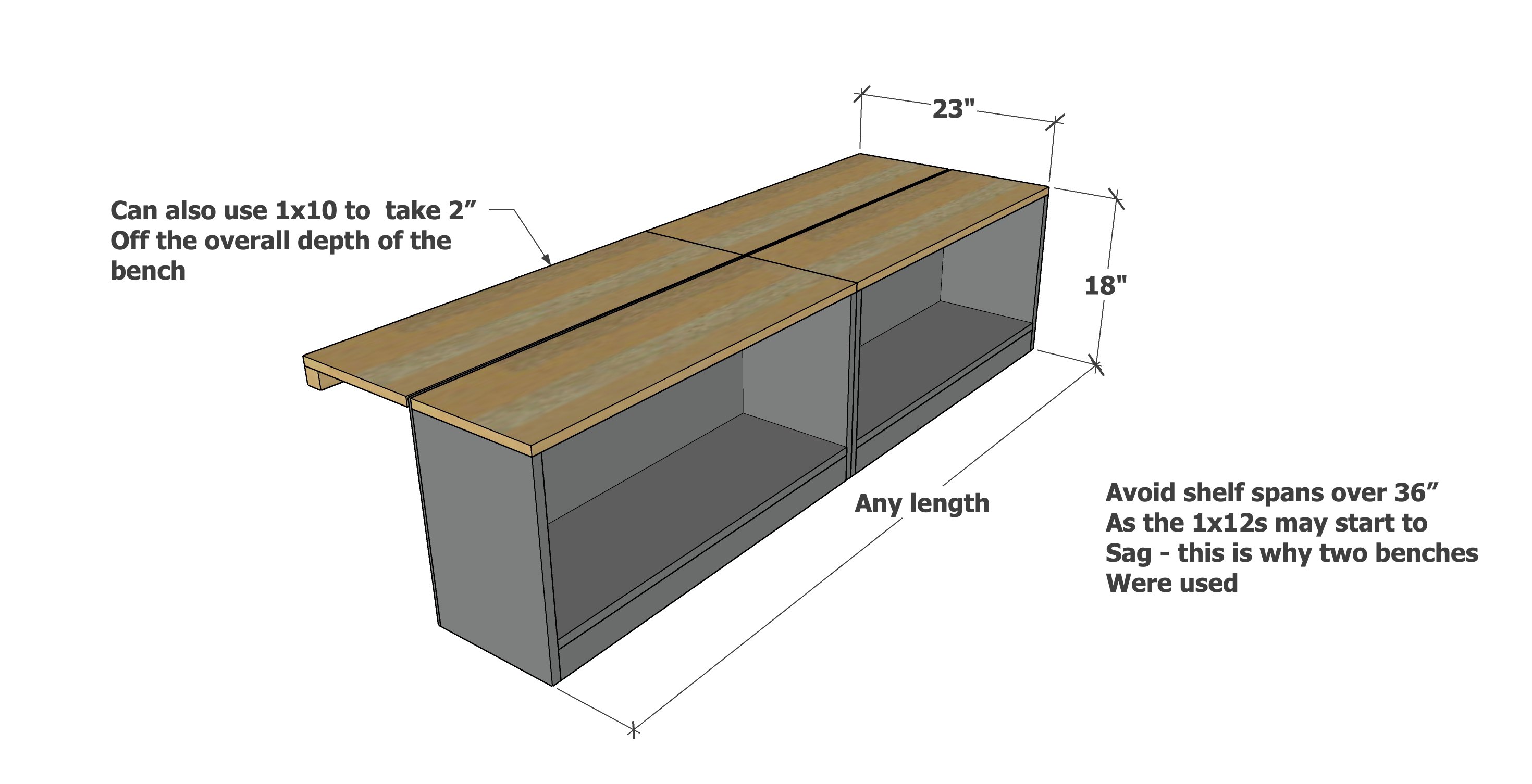 mudroom bench dimensions