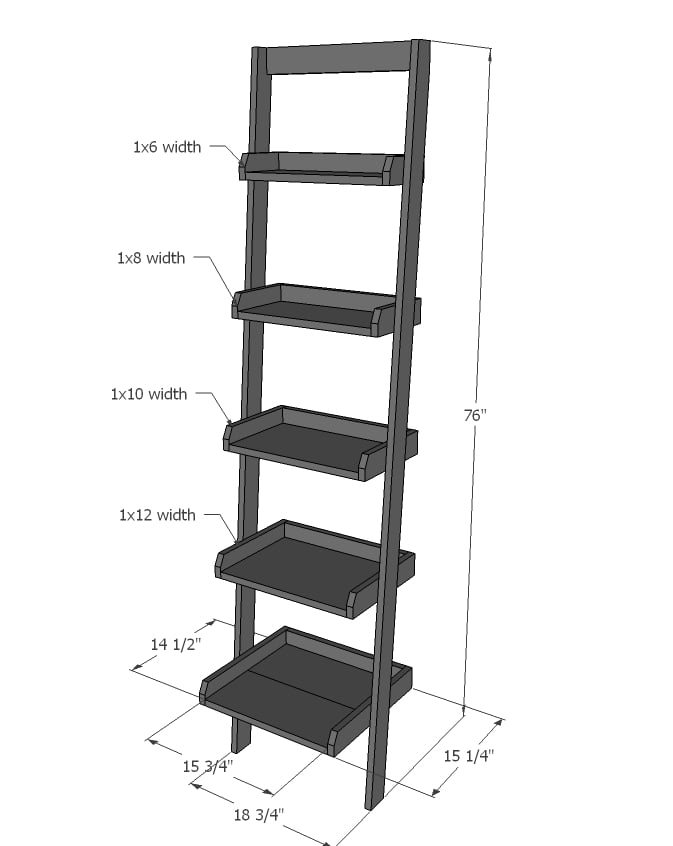 Leaning Ladder Wall Bookshelf Ana White - Diy Floating Ladder Shelf Plans