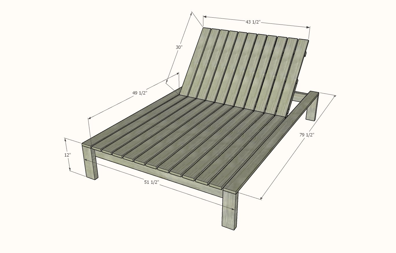 outdoor double chaise lounge dimensions
