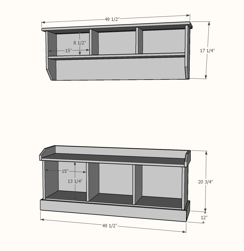 Entryway bench and shelf plans